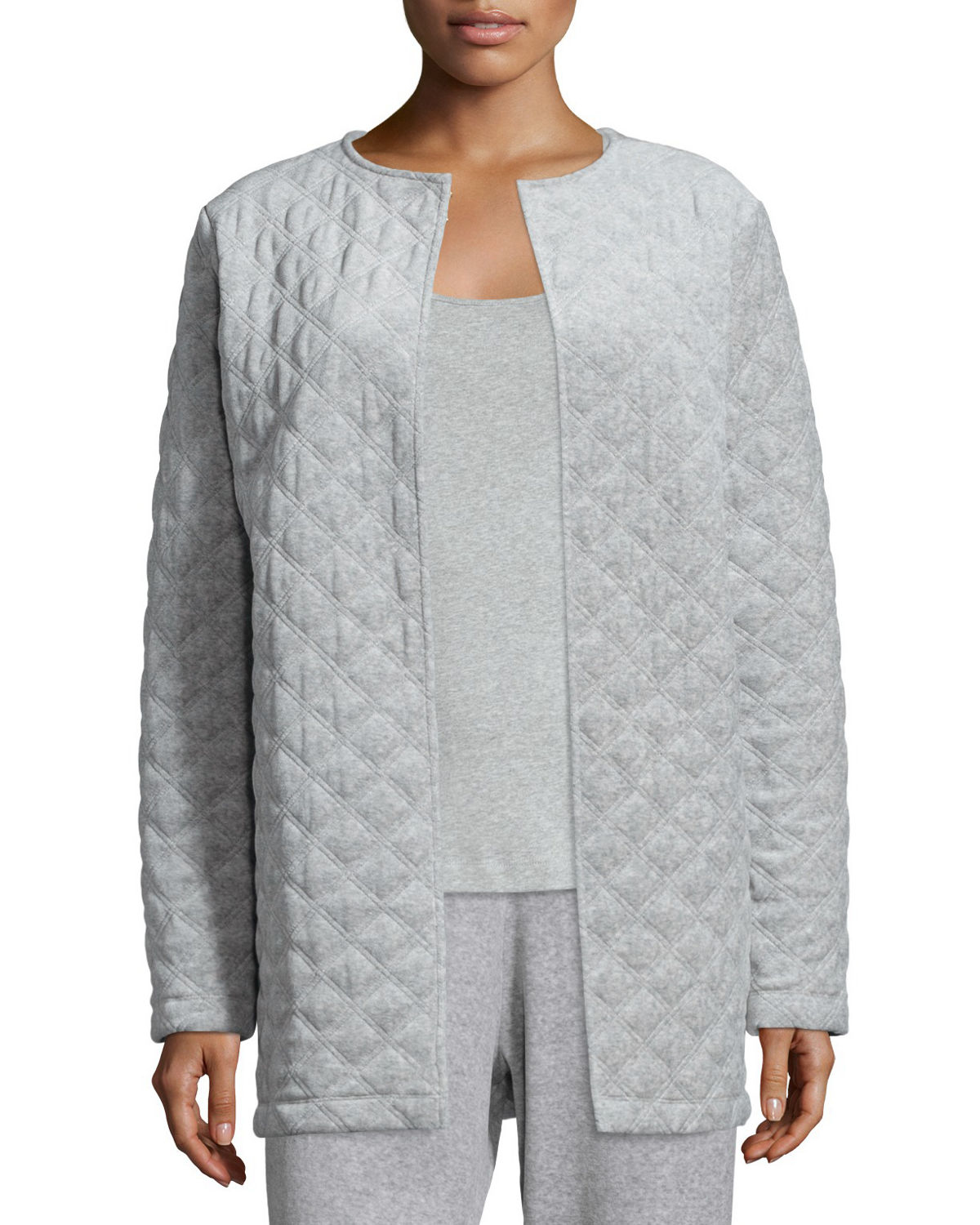 Joan vass Quilted Velour Topper Jacket in Gray | Lyst